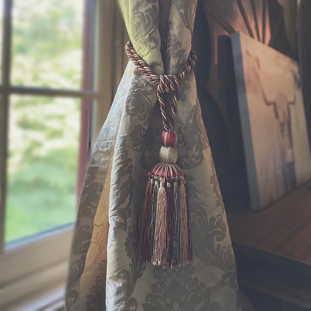 Set of 2 Ornate Chunky Decorative Tassels Furniture Ornaments Rustic Home Decor